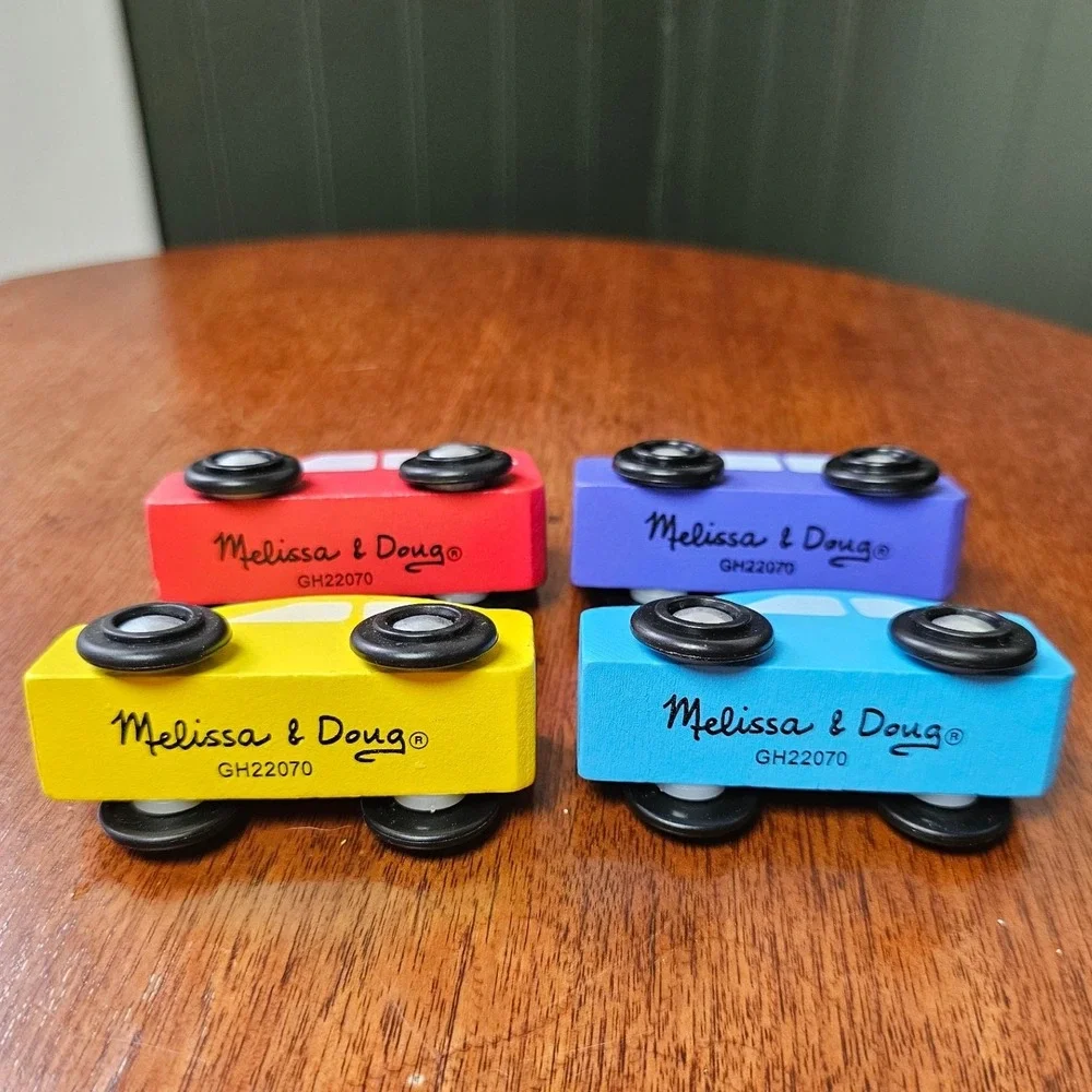 Melissa & Doug Wooden Toy Cars Set of 4 GH22070 Primary Colors